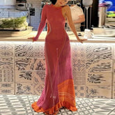 Knitted Hollow Out Tassel Sexy Ruched Halter Boho Dress